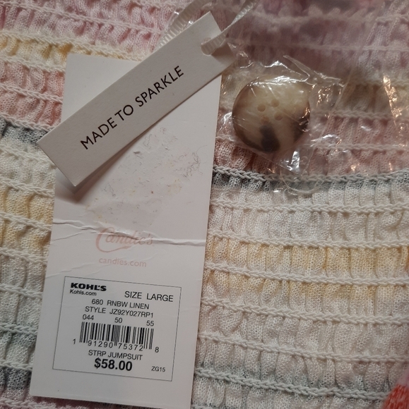 NWT Junior's Candie's (Large) Knot Front Printed Linen Jumpsuit - Picture 6 of 9